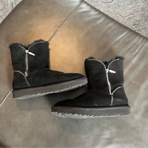 UGG Black Suede Boots with Zipper Detail Size 9